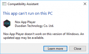 nox app player windows 10 update not working